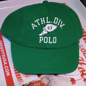 Polo Ralph Lauren Mens Hat ATHL. DIV. 67 Green & White, NWT, Snapback